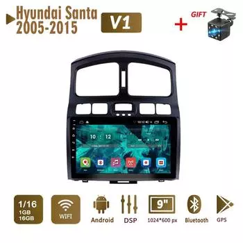 2 Din Android автомобильный радиоприемник мультимедийный видеоплеер для Hyundai Santa Fe 2005-2015 навигация GPS WIFI головное устройство 1 + 16 ГБ 1+16GB