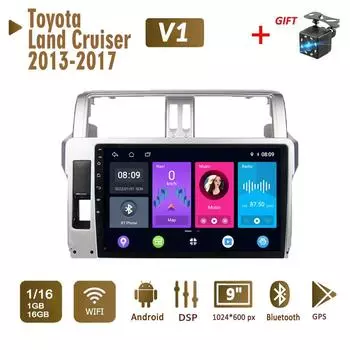 2 Din Android автомобильный радиоприемник мультимедийный видеоплеер для Toyota Land Cruiser Prado 150 2013-2017 навигация GPS WIFI головное устройство 1 + 16 ГБ 1+16GB