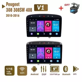 2 Din Android автомобильный радиоприемник мультимедийный видеоплеер для Peugeot 308 308SW 408 2010-2016 навигация GPS WIFI головное устройство 1 + 16 ГБ