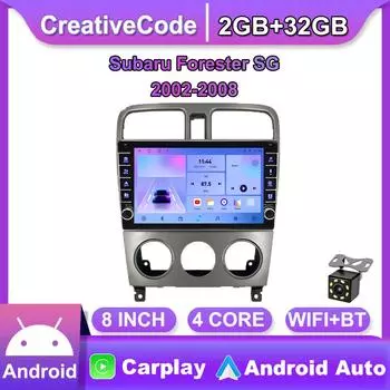 2 Din Android автомобильный радиоприемник мультимедийный видеоплеер для Subaru Forester SG 2002-2008 с кнопкой Carplay WiFi 2 + 32 ГБ 2+32GB