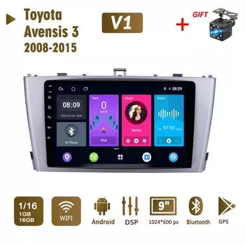 2 Din Android автомобильный радиоприемник мультимедийный видеоплеер для Toyota Avensis 3 2008-2015 навигация GPS WIFI головное устройство 1 + 16 ГБ 1+16GB