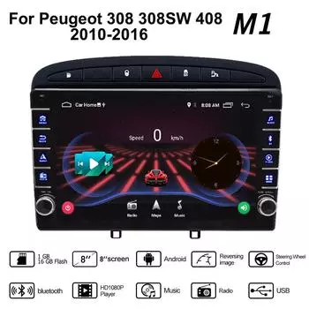 2 Din Android автомобильный радиоприемник мультимедийный видеоплеер для Peugeot 308 308SW 408 2010-2016 с кнопкой WiFi 1 + 16 ГБ 1+16GB