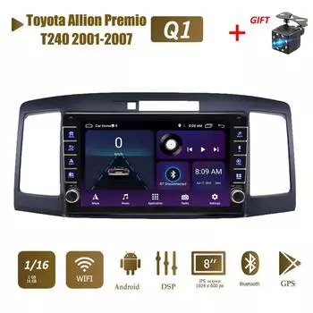 2 Din Android автомобильный радиоприемник мультимедийный видеоплеер для Toyota Allion Premio T240 2001-2007 с кнопкой WiFi 1 + 16 ГБ 1+16GB