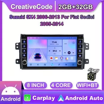 2 Din Android автомобильный радиоприемник мультимедийный видеоплеер для Suzuki SX4 2006-2013 для Fiat Sedici 2005-2014 с кнопкой Carplay WiFi 2 + 32 ГБ 2+32GB