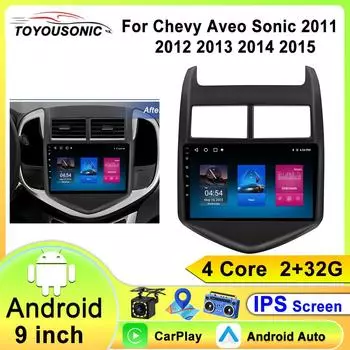 2 din Android автомобильный радиоприемник мультимедийный плеер Carplay Auto GPS навигация WIFI для Chevrolet Aveo 2 Sonic T300 2011 2012 2013-2015 4 core 1GB+32GB carplay