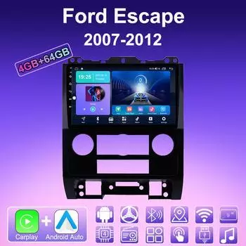 2 DIN Android Carplay автомобильное радио для Ford Escape 2007-2012 мультимедийный проигрыватель головное устройство стерео GPS навигация BT WIFI 4+64 ГБ 1+16GB