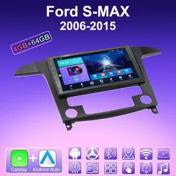 2 DIN Android Carplay автомобильное радио для Ford S-MAX 2006-2015 мультимедийный проигрыватель головное устройство стерео GPS навигация BT WIFI 4+64 ГБ 1+16GB