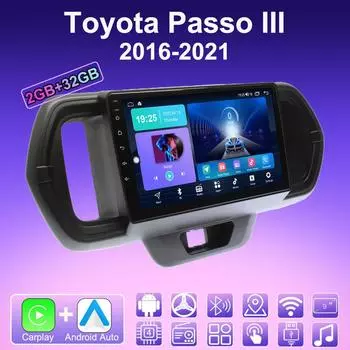 2 DIN Android Carplay автомобильное радио для Toyota Passo III 2016-2021 мультимедийный проигрыватель головное устройство стерео GPS навигация BT WIFI 2+32 ГБ 1+16GB