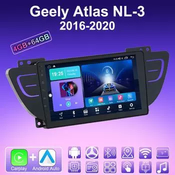 2 DIN Android Carplay автомобильное радио для Geely Atlas NL-3 2016-2020 мультимедийный проигрыватель головное устройство стерео GPS навигация BT WIFI 4+64 ГБ 1+16GB