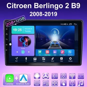 2 DIN Android Carplay автомобильное радио для Citroen Berlingo 2 B9 2008-2019 мультимедийный проигрыватель головное устройство стерео GPS навигация BT WIFI 2+32 ГБ 1+16GB