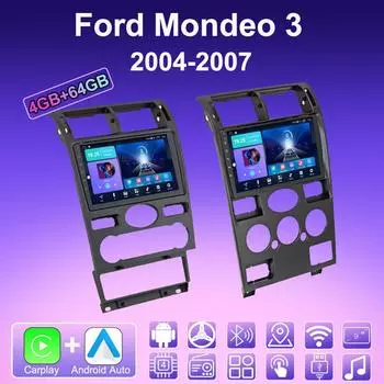 2 DIN Android Carplay автомобильное радио для Ford Mondeo 3 2004-2007 мультимедийный проигрыватель головное устройство стерео GPS навигация BT WIFI 4+64 ГБ 1+16GB,A