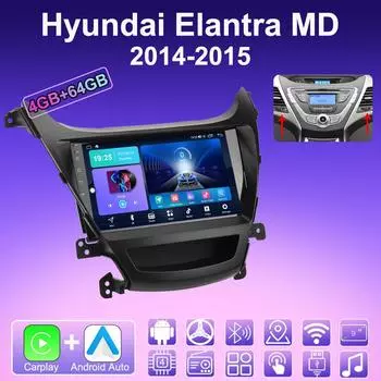2 DIN Android Carplay автомобильное радио для Hyundai Elantra MD 2014-2015 мультимедийный проигрыватель головное устройство стерео GPS навигация BT WIFI 4+64 ГБ 1+16GB
