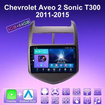 2 DIN Android Carplay автомобильное радио для Chevrolet Aveo 2 Sonic T300 2011-2015 мультимедийный проигрыватель головное устройство стерео GPS навигация BT WIFI 4+64 ГБ 1+16GB