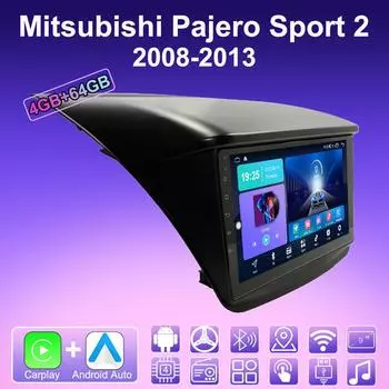 2 DIN Android Carplay автомобильное радио для Mitsubishi Pajero Sport 2 2008-2013 мультимедийный проигрыватель головное устройство стерео GPS навигация BT WIFI 4+64 ГБ 1+16GB