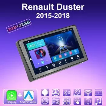 2 DIN Android Carplay автомобильное радио для Renault Duster 2015-2018 мультимедийный проигрыватель головное устройство стерео GPS навигация BT WIFI 2+32 ГБ 1+16GB