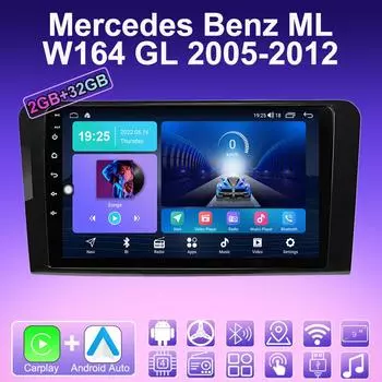 2 DIN Android Carplay автомобильное радио для Mercedes Benz ML W164 GL 2005-2012 мультимедийный проигрыватель головное устройство стерео GPS навигация BT WIFI 2+32 ГБ 1+16GB