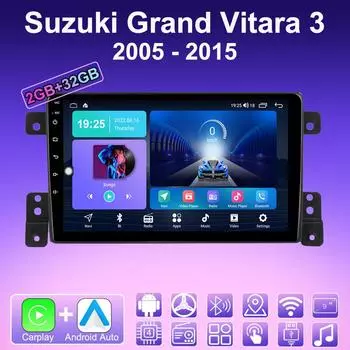 2 DIN Android Carplay автомобильное радио для Suzuki Grand Vitara 3 2005 - 2015 мультимедийный проигрыватель головное устройство стерео GPS навигация BT WIFI 2+32 ГБ 1+16GB
