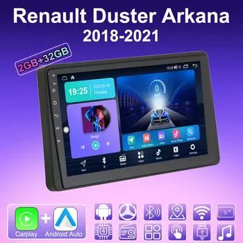 2 DIN Android Carplay автомобильное радио для Renault Duster Arkana 2018-2021 мультимедийный проигрыватель головное устройство стерео GPS навигация BT WIFI 2+32 ГБ 1+16GB