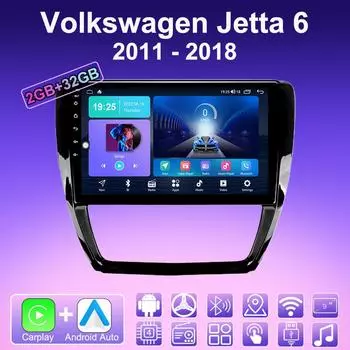 2 DIN Android Carplay автомобильное радио для Volkswagen Jetta 6 2011 - 2018 мультимедийный проигрыватель головное устройство стерео GPS навигация BT WIFI 2+32 ГБ 1+16GB