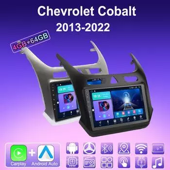 2 DIN Android Carplay автомобильное радио для Chevrolet Cobalt 2013-2022 мультимедийный проигрыватель головное устройство стерео GPS навигация BT WIFI 4+64 ГБ 1+16GB чёрный