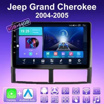 2 DIN Android Carplay автомобильное радио для Jeep Grand Cherokee 2004-2005 мультимедийный проигрыватель головное устройство стерео GPS навигация BT WIFI 4+64 ГБ 1+16GB