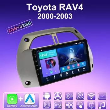 2 DIN Android Carplay автомобильное радио для Toyota RAV4 2000-2003 мультимедийный проигрыватель головное устройство стерео GPS навигация BT WIFI 2+32 ГБ 1+16GB