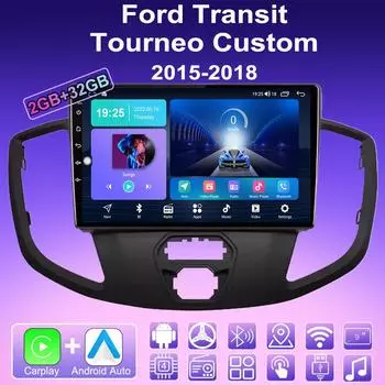 2 DIN Android Carplay автомобильное радио для Ford Transit Tourneo Custom 2015-2018 мультимедийный проигрыватель головное устройство стерео GPS навигация BT WIFI 2+32 ГБ 1+16GB