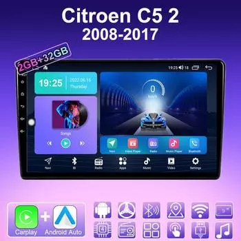 2 DIN Android Carplay автомобильное радио для Citroen C5 2 2008-2017 мультимедийный проигрыватель головное устройство стерео GPS навигация BT WIFI 2+32 ГБ 1+16GB