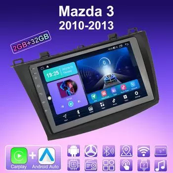 2 DIN Android Carplay автомобильное радио для Mazda 3 2010-2013 мультимедийный проигрыватель головное устройство стерео GPS навигация BT WIFI 2+32 ГБ 1+16GB