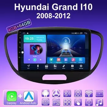 2 DIN Android Carplay автомобильное радио для Hyundai Grand I10 2008-2012 мультимедийный проигрыватель головное устройство стерео GPS навигация BT WIFI 4+64 ГБ 1+16GB