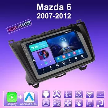 2 DIN Android Carplay автомобильное радио для Mazda 6 2007-2012 мультимедийный проигрыватель головное устройство стерео GPS навигация BT WIFI 4+64 ГБ 1+16GB