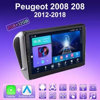 2 DIN Android Carplay автомобильное радио для Peugeot 2008 208 2012-2018 мультимедийный проигрыватель головное устройство стерео GPS навигация BT WIFI 2+32 ГБ 1+16GB