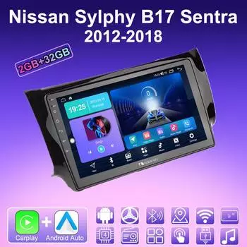 2 DIN Android Carplay автомобильное радио для Nissan Sylphy B17 Sentra 2012-2018 мультимедийный проигрыватель головное устройство стерео GPS навигация BT WIFI 2+32 ГБ 1+16GB