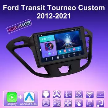 2 DIN Android Carplay автомобильное радио для Ford Transit Tourneo Custom 2012-2021 мультимедийный проигрыватель головное устройство стерео GPS навигация BT WIFI 4+64 ГБ 1+16GB