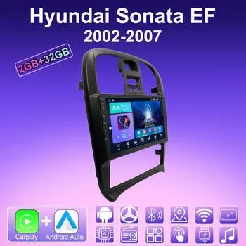 2 DIN Android Carplay автомобильное радио для Hyundai Sonata EF 2002-2007 мультимедийный проигрыватель головное устройство стерео GPS навигация BT WIFI 2+32 ГБ 1+16GB