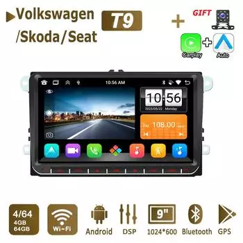 2 Din Android Carplay автомобильный радиоприемник мультимедийный плеер для Volkswagen/Golf/Polo/Tiguan/Passat/b7/b6/SEAT/Leon/Skoda/Octavia GPS Автомагнитола WiFi 4+64 ГБ 2+32GB