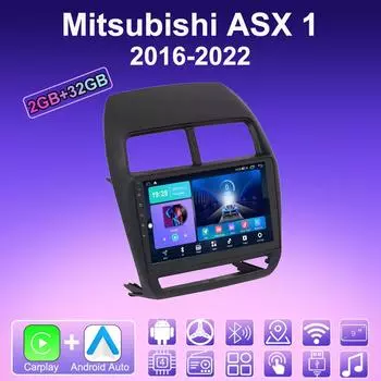 2 DIN Android Carplay Car Radio For Mitsubishi ASX 1 2016-2022 Multimedia Player Head Unit Stereo GPS Navigation BT WIFI 2+32GB 1+16GB