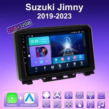 2 DIN Android Carplay Car Radio For Suzuki Jimny 2019-2023 Multimedia Player Head Unit Stereo GPS Navigation BT WIFI 2+32GB 1+16GB