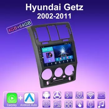 2 DIN Android Carplay Car Radio For Hyundai Getz 2002-2011 Multimedia Player Head Unit Stereo GPS Navigation BT WIFI 4+64GB 1+16GB,B