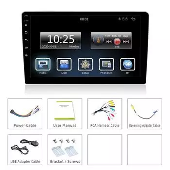 2 Din Автомобильная стереосистема Радио 10,1 дюйма 2,5D сенсорный экран D-Play Универсальный автомобильный мультимедийный плеер Поддержка Bluetooth FM Зеркальная связь USB C1001