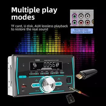 2 Din Автомобильный магнитофон Bluetooth MP3-плеер Стерео Музыка Мультимедиа FM-радио Тюнер USB/SD AUX Вход Аудио Стерео Ресивер