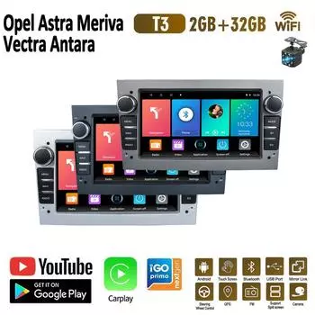 2 DIN автомобильный радиоприемник Android для Opel para Astra Meriva Vectra Antara Zafira Corsa автомобильный мультимедийный Carplay GPS 2 + 32 ГБ 1+16GB чёрный