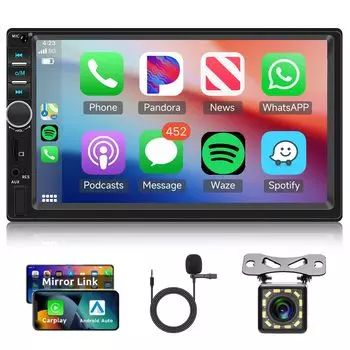 2 Din Car Audio Car Stereo Bluetooth с Android Hodozzy 7-дюймовый экран 2 Din Dual Din Car Radio с эквалайзером USB AUX Car Multimedia Backup Camera CarPlay,