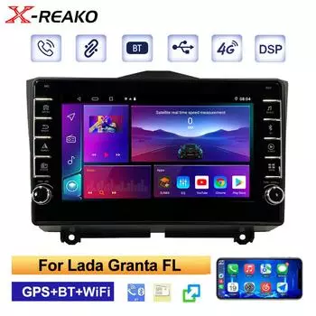 2 din Car Radio Android 10 Lada Granta Fl 2018 - 2023 GPS Bluetooth 5.0 версия 4G 8Core carplay видео Wi-Fi 8 core 4GB+64GB