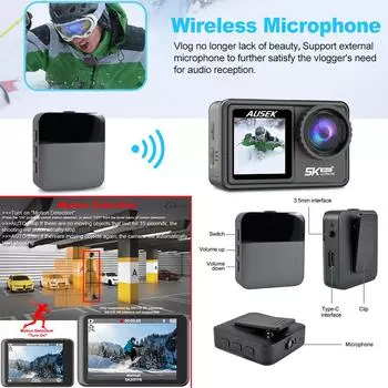 2-дюймовая IPS-камера с двумя экранами, видео 5K 30 кадров в секунду, 4K 60 кадров в секунду, 48 МП, EIS-видео, дополнительный фильтр, веб-камера 1080P, видеоблог, WiFi, спортивная камера S81TR Camera