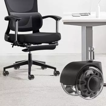 2-дюймовое прозрачное офисное кресло с колесами, прочное, универсальное, тихое, для полов из твердой древесины, ковер, компьютер A чёрный