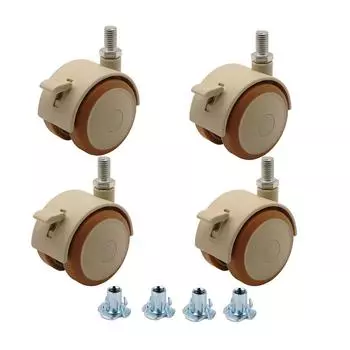 2-дюймовые ролики на выносе Сменные ролики Поворотные мебельные ролики с резьбой, резиновые колеса с тормозами, 270 фунтов, упаковка из 4 шт. M6