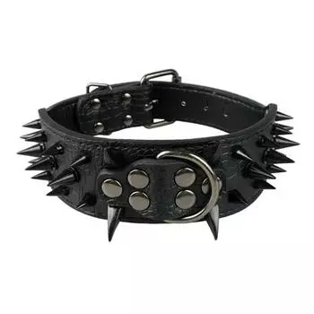 2-дюймовые широкие острые шипы с заклепками кожаные ошейники для собак Pitbull Bulldog Big Dog ошейник регулируемый для средних и больших собак Boxer SML XL M