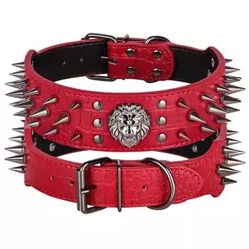2-дюймовые широкие острые шипы заклепки кожаные ошейники для собак питбуль бульдог большие ошейники для собак регулируемые для средних и больших собак боксер питбуль XS