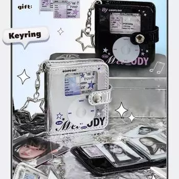 2-дюймовый держатель для фотокарт в американском стиле, черный, серебристый, цвет Idol, коллекция удостоверений личности с брелоком, портативный чехол для карт